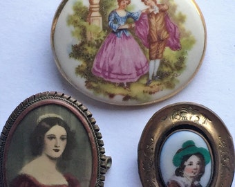 A Beautiful Lot of 3 Antique / Vintage Brooches - Victorian