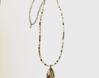 Amazonite with Crystal Teardrop Pendant