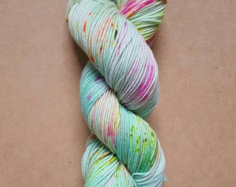 Hand Dyed Neon Speckled Sock Yarn ~ Daydreamer ~ Sockcess ~ Fingering ~ 75/25 superwash merino/ nylon or Sport Weight ~ 80/20