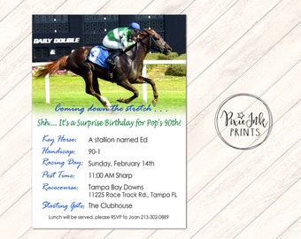 Horse Racing Invitation, Coming down the stretch Invitation, Racing Invitation, Invitation Printable, Racetrack Invitation