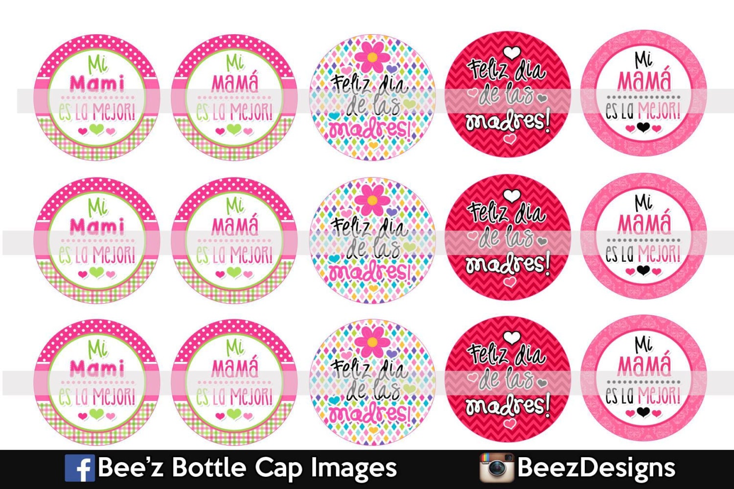 33% off SALE- Mi mama es la mejor- INSTANT DOWNLOAD- 1inch Bottlecap ...