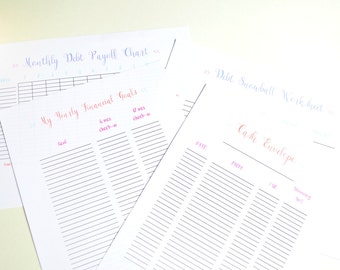 5 PAGE Debt Free Bundle Printable, Debt Printable, Debt Tracker, Budget Binder, Cash Envelope, Monthly Budget, Debt Snowball Printable