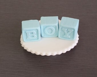 6 x Baby Boy Baby Shower Cupcake Toppers, Edible Fondant Baby shower cupcake toppers