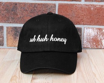 Uh huh honey Baseball Cap, Embroidered Baseball Cap, Black Baseball Cap, Unisex Adjustable Cotton Baseball Hat
