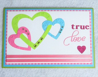 Triple Heart Card, True Love Card, Sweetheart Card, Card For Boyfriend, Card For Girlfriend, Card For Wife, Wedding Card, Anniversary Card