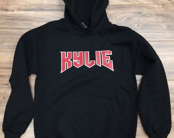 Kylie Jenner Hoodie-"KYLIE" (Red and White-Print)