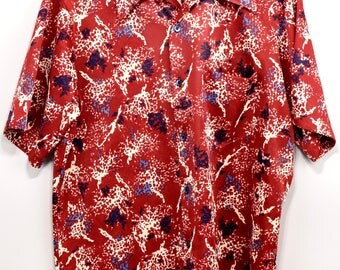 Vintage Jantzen Pointed Collar Disco Hawaiian Retro Shirt USA 60s 70s Bright Mod