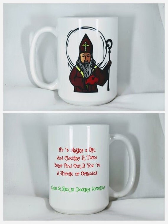 Saint Nicholas Punching Arius Christmas Mug