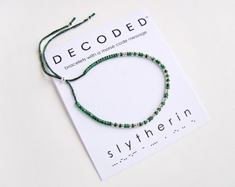 SLYTHERIN - Morse Code Bracelets - Harry Potter Jewelry - Morse Code Jewelry - Hogwarts Houses - Harry Potter Gifts