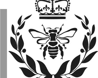 Queen Bee, Wreath and Crown durable 190mm Mylar 6", 8", 12" Stencil - FRee UK P&P