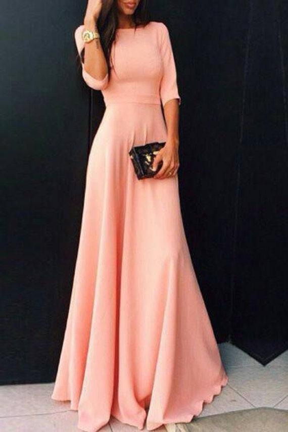 Custom made peach maxi dress Long dress peach dress evening