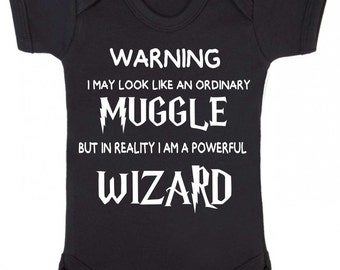 Warning Harry Potter Inspired Baby Vest Romper suit Babygrow Baby Clothes Muggle new baby gifts baby shower gifts baby boy baby girl