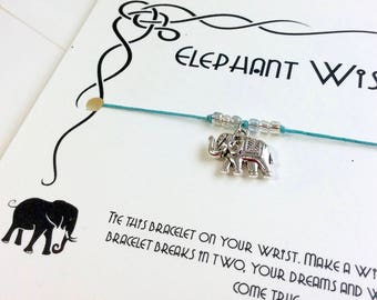 Elephant Bracelet Elephant Wish Bracelet Silver Elephant Jewelry For Women Elephant Charm Elephant Gift For Women Lucky Elephant