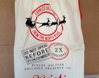 Personalized Santa Sacks, Gift Wrap, Christmas Wrap, Christmas bag, Personalized Gift Bag, Handmade Christmas Sack, Santa Bags, Giftwrap