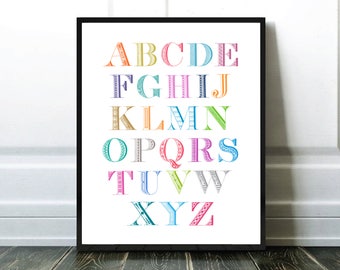 Alphabet Print, Scandinavian Print, Affiche Alphabet, Affiche Chambre Enfant, Affiche Scandinave, Download Printable, Nursery Room Items