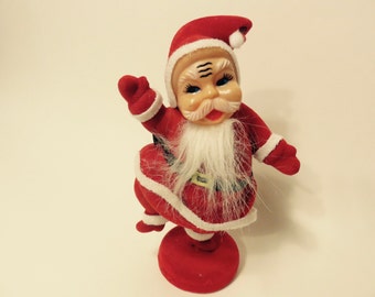 Vintage Felt Santa Claus Figurine from the 1950's, Christmas Decor, Dancing Santa