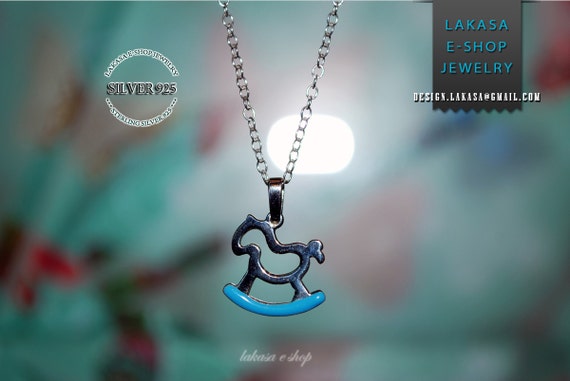 enamel carousel baby chain necklace 925 sterling silver jewellery gift idea boy children baptism newborn religious happy shower day mother