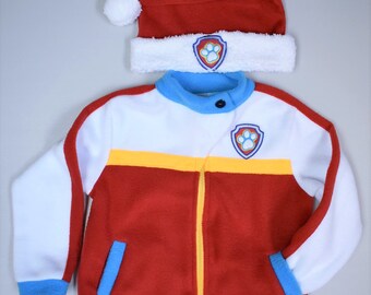 Paw Party Patrol Birthday Ryder Jacket Long Sleeves Shirt Santa Hat Fleece Embroidery Patch Boys Girls Unisex. Paw Costume