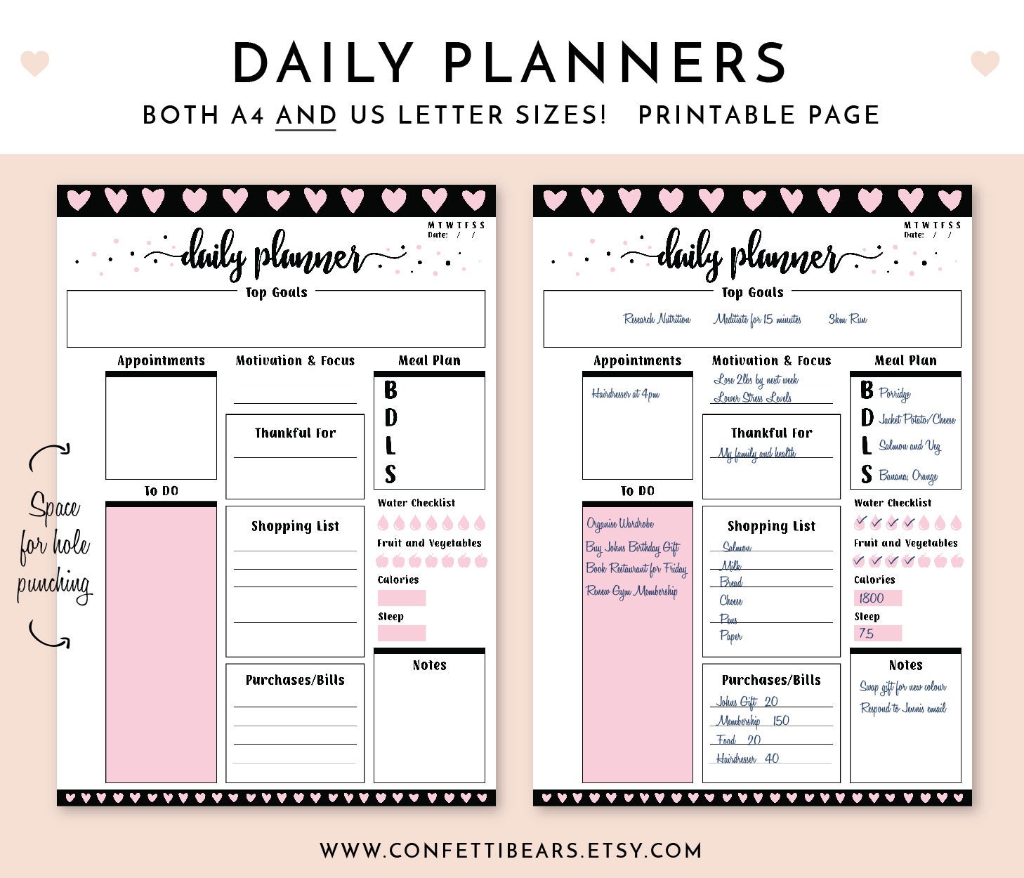 daily planner goal setting printable planner 2017 planner