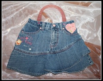 Denim Laugh and Play Up-Cycled Skort Purse, Skort Purse, Faded Glory Skort Purse
