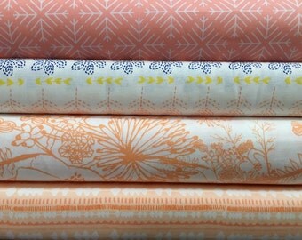 4 Fabric Bundle, Flower Fabric, Designer Fabric by the Yard