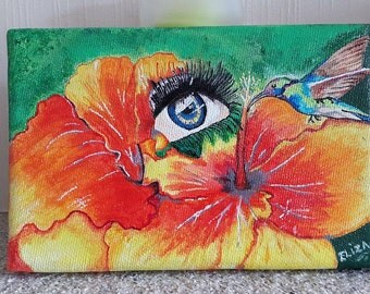 TABLEAU HIBISCUS COLIBRI