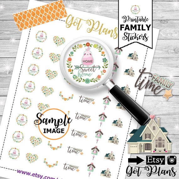 Family Stickers Printable Planner Stickers Family Time