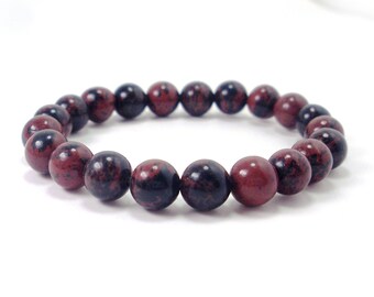 Mahogany-Obsidian 8 mm beads Bracelet,Natural Gemstone Bracelet,Unisex Women Men Bracelet