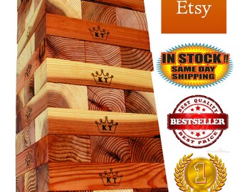 Giant Jenga *REDWOOD EDITION* Kings Tower Tumbling Block Stacking Game w/Bag - Hand Rubbed Oil Finish & Iron Branded - Fast+Free Shipping!!!