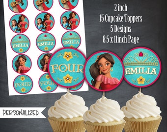 Elena of Avalor Cupcake Toppers, Elena of Avalor Favors, Tags, Party, Elena Thank You Tags, Personalized, Printables, Digital, DIY