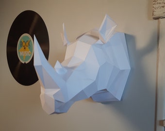 KIT DIY decoration paper (animal/Origami Papercraft) Rhinoceros trophy!