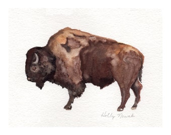 Plains Ghost Bison Art Painting Print Sumi Ink totem buffalo