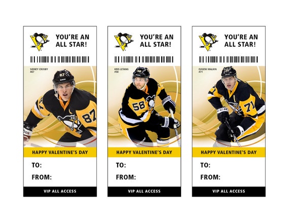 Items similar to Pittsburgh Penguins Hockey Valentine's Day Card Ticket