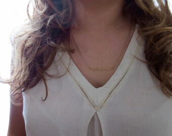 Gold Organic Twig Branch Necklace