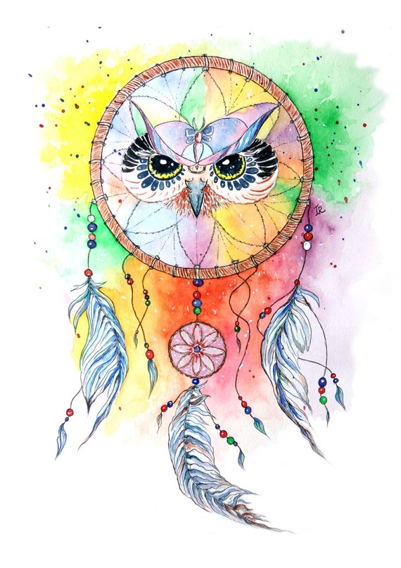 Download watercolor owl dreamcatcher dream painting watercolor