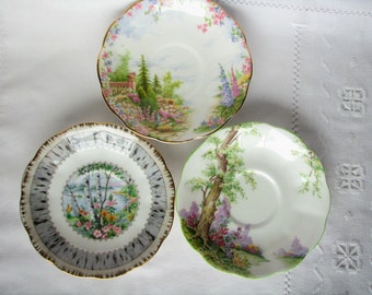 Decor saucer Royal Albert saucers Wall decor Kitchen decor Landscape saucers Gift fro mom Scenic saucers Scenery saucers Country decor Plate