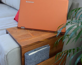 Sofa / Couch arm rest laptop table tray with side storage slot