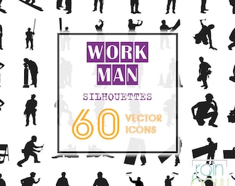 Workman Clipart, Human Icons, Man Clipart, Construction Clipart Svg, Silhouette Clipart, Design Elements, Svg Silhouette, Vector Svg, EPS