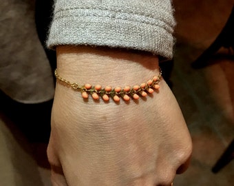 Romantic salmon wheat spike bracelet