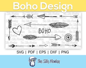 Boho Arrows SVG Clipart | Vector Cricut Cameo DXF Silhouette Trible arrow svg