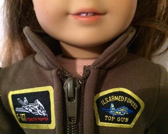 LAST ONE 18 Inch Doll Clothes Air Force Jumpsuit With Patches and Zippers Fits Like American Girl Doll Clothes