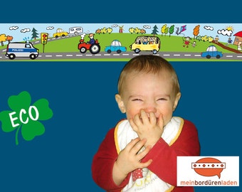 ECO kids trim: vehicles police - borders for children, border for allergy sufferers, wall border, nonwoven, wall trims, police