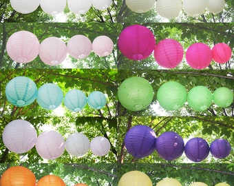 5 x 8" 10" 12" 14" 16" 18" Round Paper Lanterns Lamp Shade Wedding Birthday Party baby shower celebration gift occasion engagement decorate