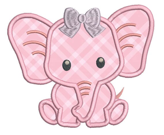Baby Elephant Applique Embroidery Design Cute Elephant