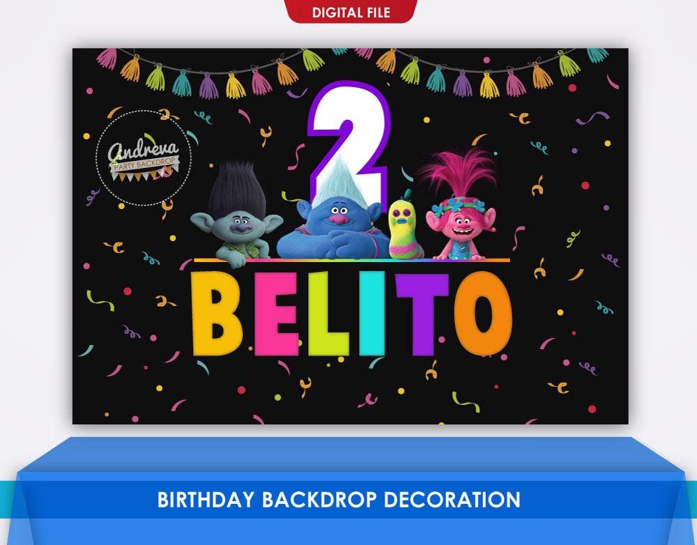 Trolls birthday banner printable troll party trolls banner