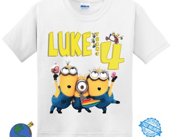 Minions Birthday Shirt- Short Sleeve- Kids Birthday-Happy Birthday-Custom personalized shirts for all family