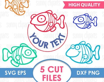 Fish Monogram Svg, Fish Svg File, Fish Clipart, Sea Life Svg, Monogram Font Svg, Svg File For Cricut, Silhouette Cameo Files, Cuttable Svg