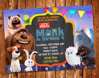 The Secret Life of Pets Invitation, Life of Pets Printable Invitation, Secret Life of Pets Custom Invite, Secret Life of Pets Birthday