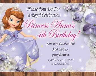 Sofia the first birthday invitation, Sofia the 1st birthday invitation, Sophia the first birthday invitation, Sofia the 1st invite-digital d