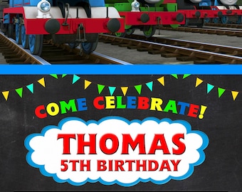 GCDigital : Thomas The Train Chalkboard Design Digital Birthday Invitation